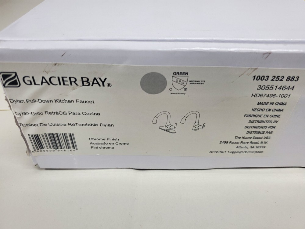 Glacier Bay Dylan HD67496-1001 Single-Handle Pull-Down Kitchen Faucet in Chrome