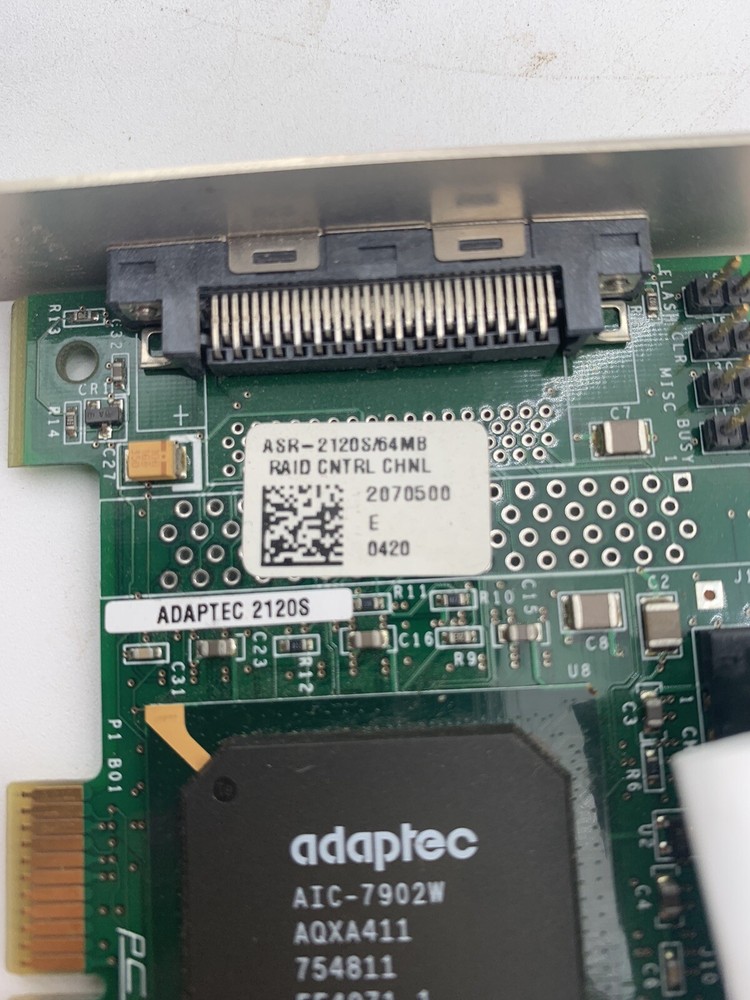 Adaptec ASR-2120S/64MB SCSI RAID Controller Card And Wiring Harness