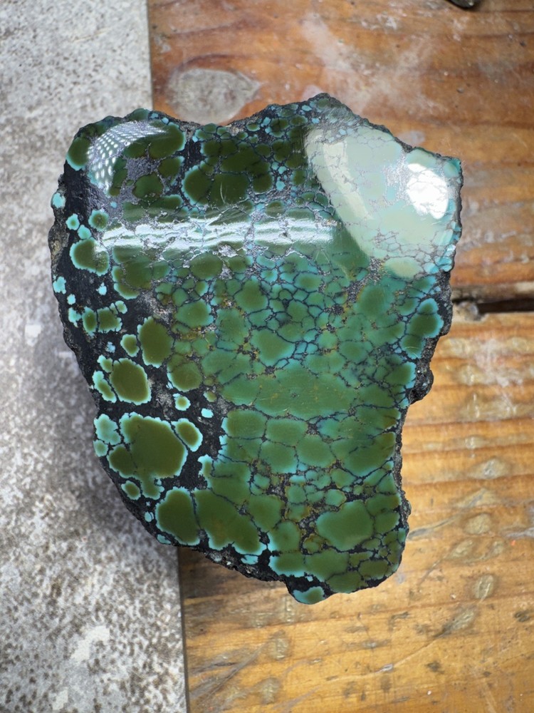 Hubei turquoise stabilized great multi color polychrome solid spiderweb nugget