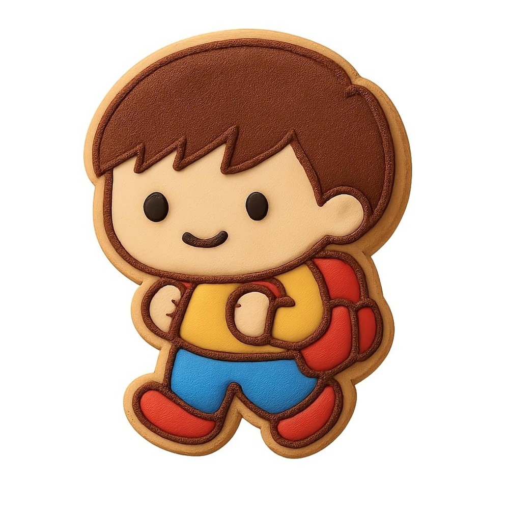 Chibi Boy with Backpack Cookie Cutter & Stamp - 4x3.2"