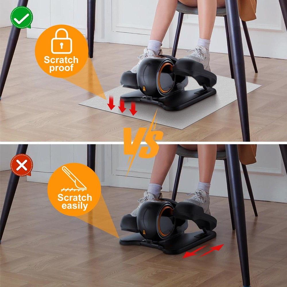 Non-Slip Elliptical Exercise Mat for Under Desk Elliptical Machines Black