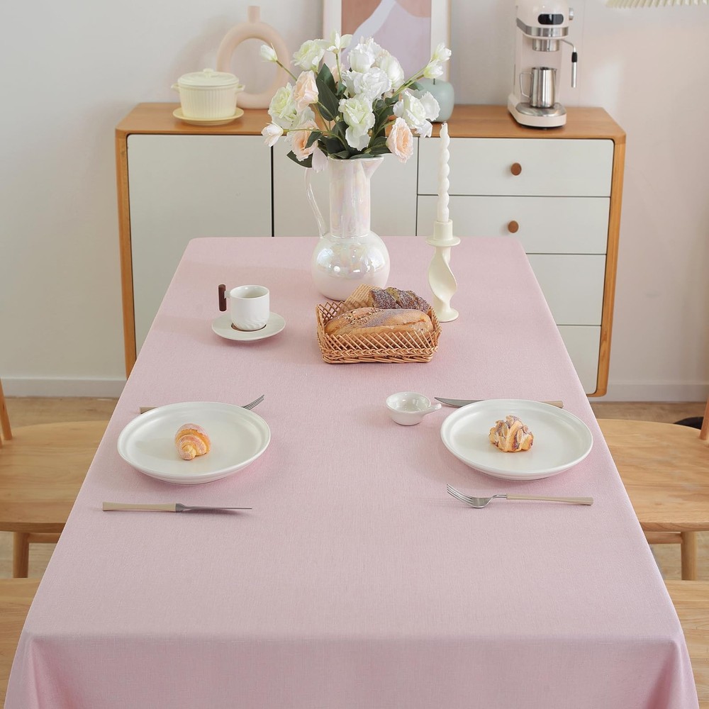 Alsoo Table Cloth Rectangle Table, 60×90 Inch Linen Textured Table Cloth Waterpr