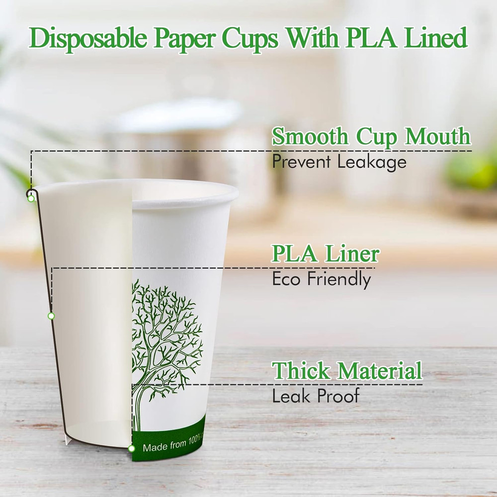 240 Count 12 Oz Compostable Paper Cups, Biodegradable Disposable Paper Coffee Cu