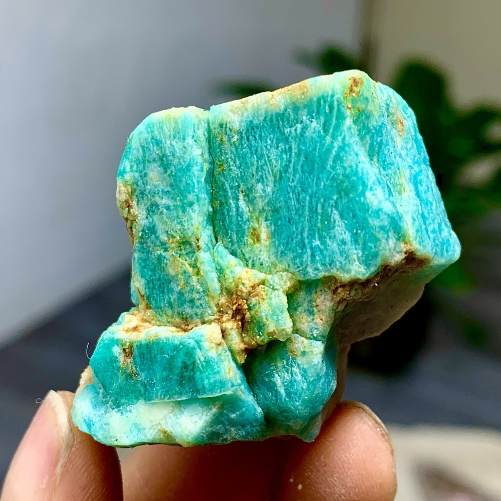 56G Rare!! Natural beautiful Amazonite with Quartz Crystal Specimen Rough
