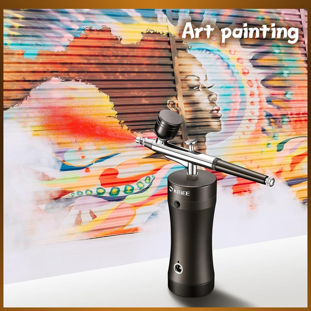Compact Dual Action Airbrush for Professional Art & Makeup - 60 Minute Runtime