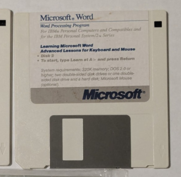 Microsoft Word Processing Program for IBM & 1 blank Floppy 3.5