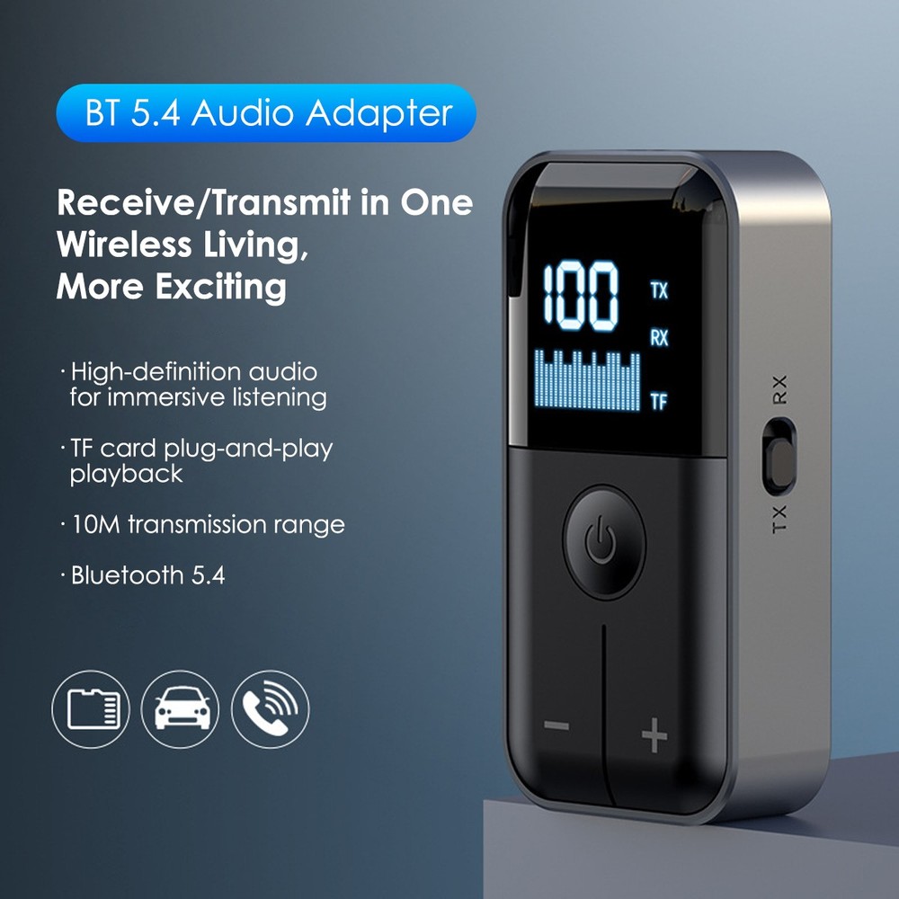 Bluetooth5.4 Audio Adapter Wireless Receiver Transmitter MP3 Player 3.5mm Aux A+