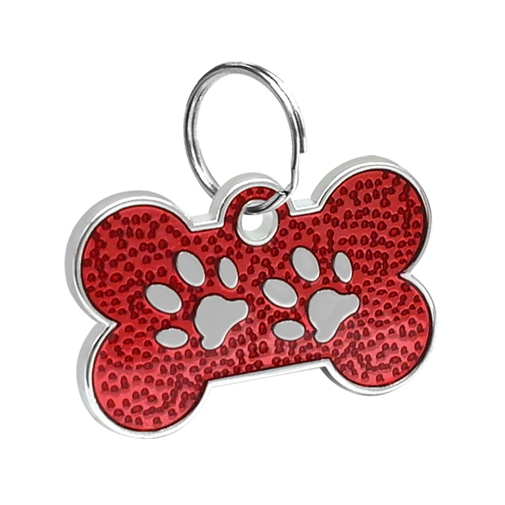 20pcs/lot Glitter Bone Shape Dog Tags Pet ID Collar No Engraving Tags Blank Disc