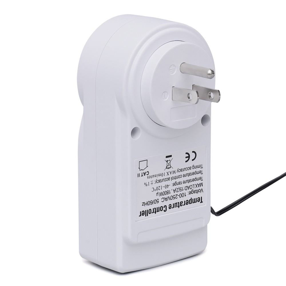 Digital Thermostat Outlet Plug Temperature Controller Heating Cooling 15A 1800W