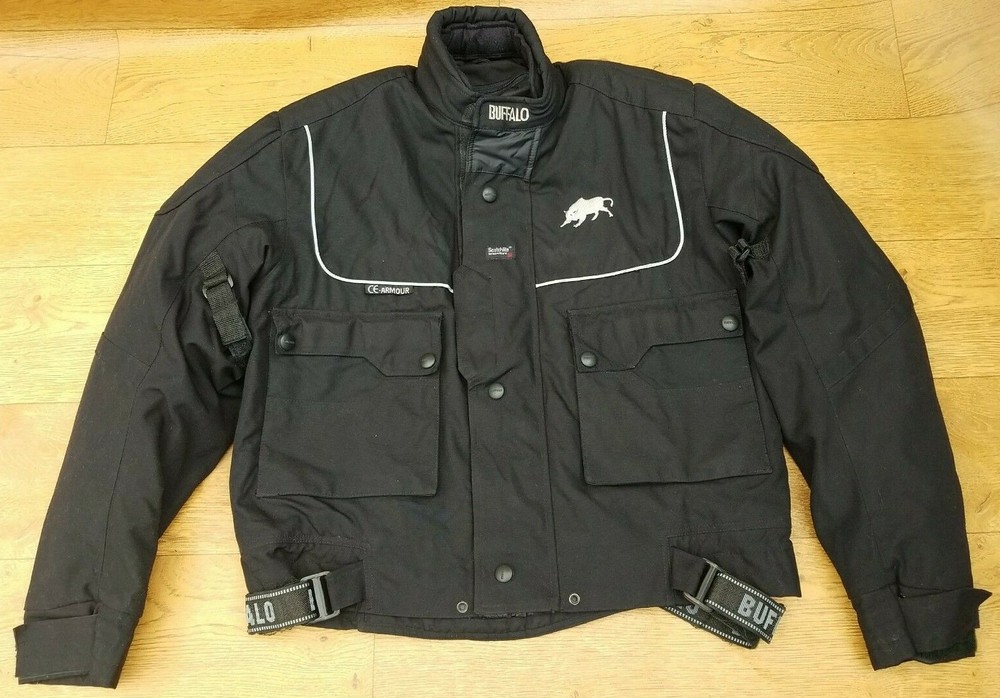BUFFALO Black Motorcycle Scotchlite Protection Engineered Jacket Coat XXS
