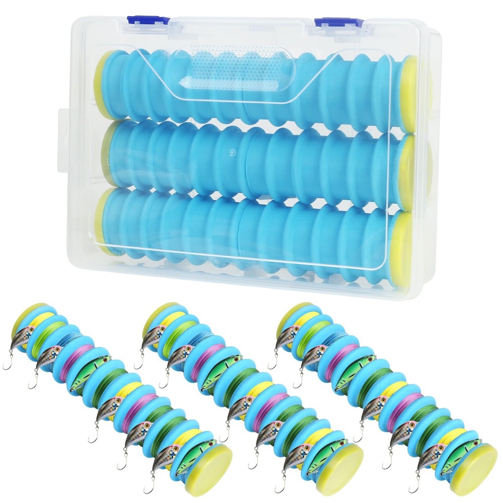 Fishing Line Storage Organizer - 3PCS Spooler Winder  Hook Keeper, Blue