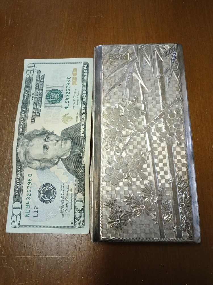 Stunning Large 950 Fine Silver Japanese Cigarette Case