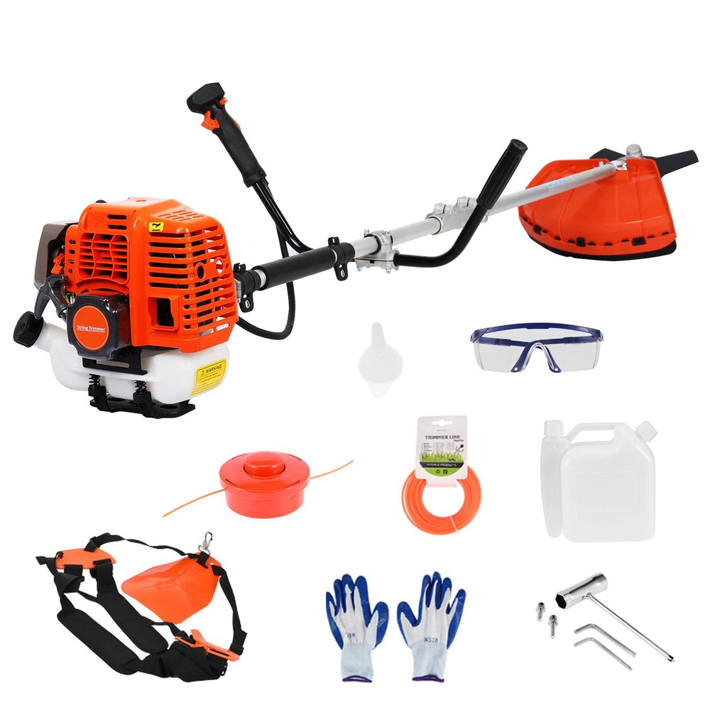 52cc 2 in 1 Brush Cutter 2-Stroke Weed Eater Wacker Gas Powered String Trimmer