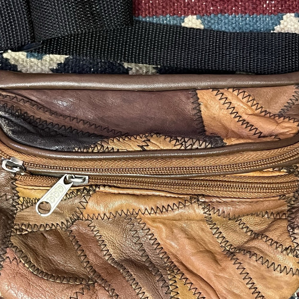 Vintage 90s Patchwork Leather Fanny Hip Pack Bum Bag
