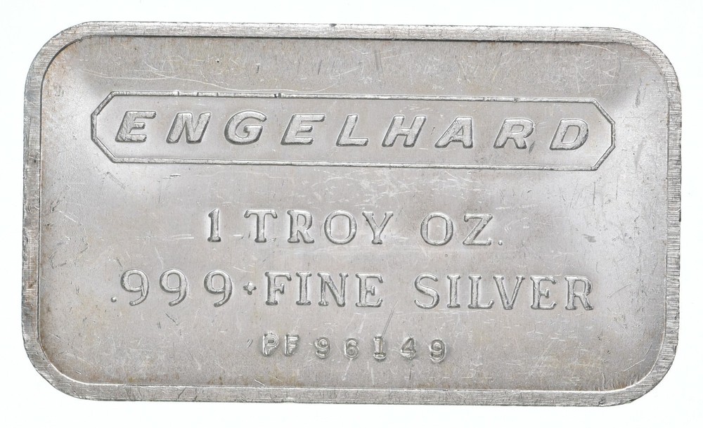 1 Troy Oz Silver Bar Engelhard Plain Back