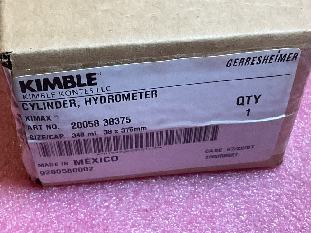 Kimble Cylinder Hydrometer 20058 38375 340ML 38X375mm
