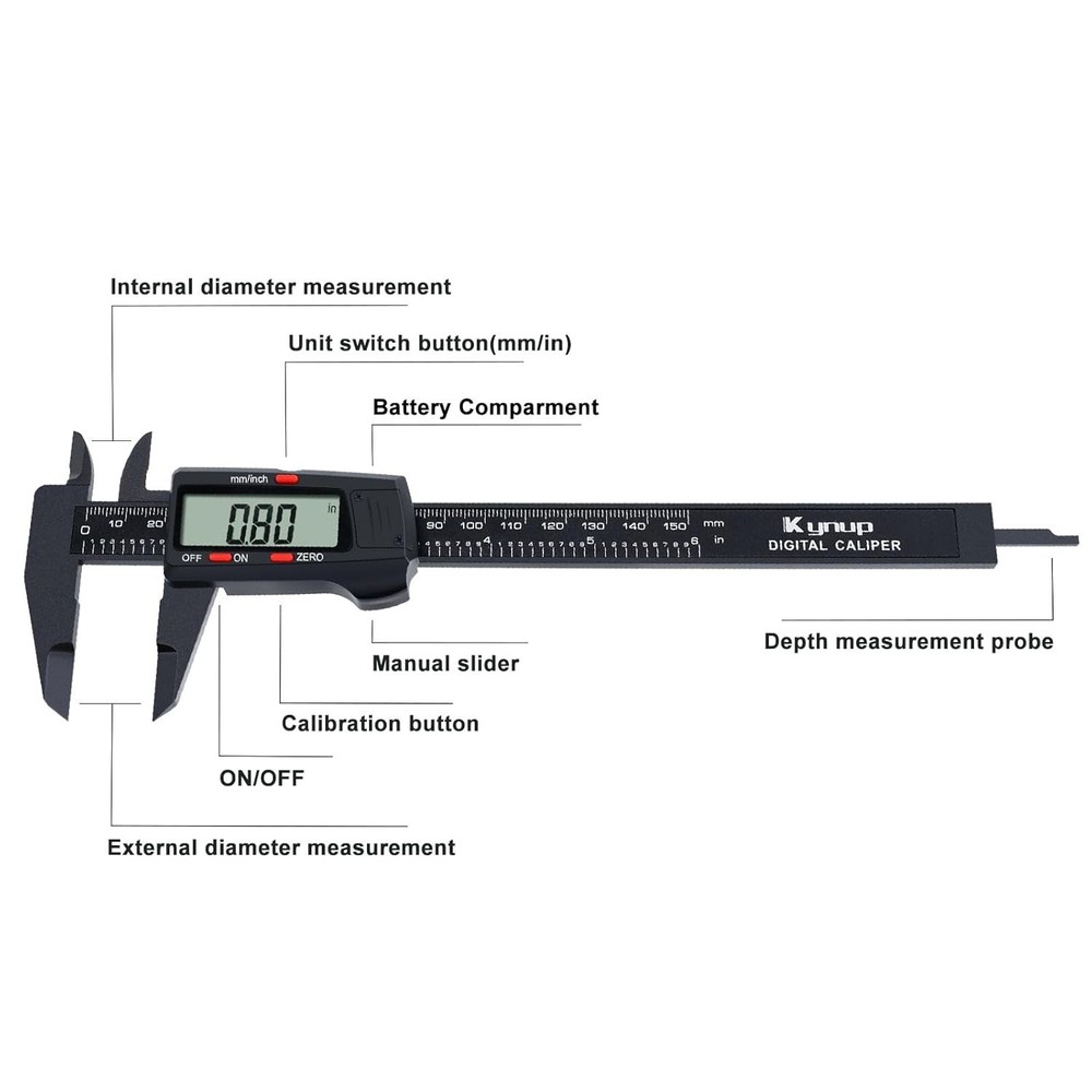 High-Accuracy Digital Caliper Tool with Auto-Off Feature, Inch & mm Converter