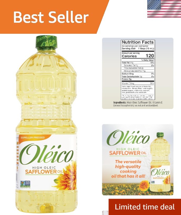 Nutritious 32.3 fl oz Safflower Oil - Enriched with Vitamin E,odorless, Non-GMO