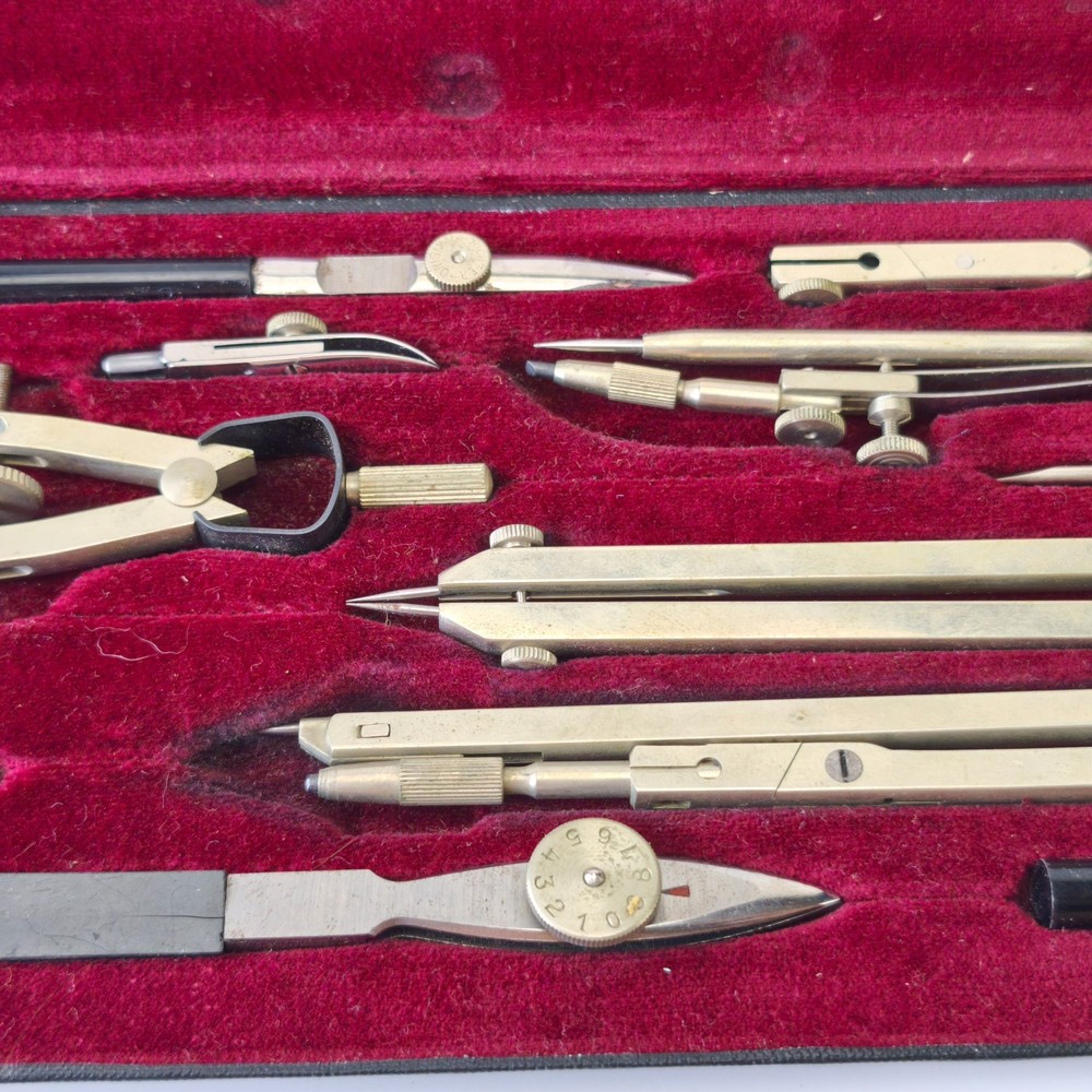 Vintage Drafting Tools Compass Set Richter & Co. Präcision Kopernikus VII #6198
