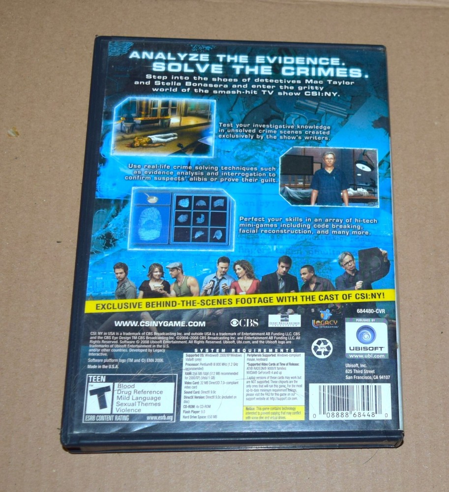 CSI NY - The Game PC CD-ROM Software