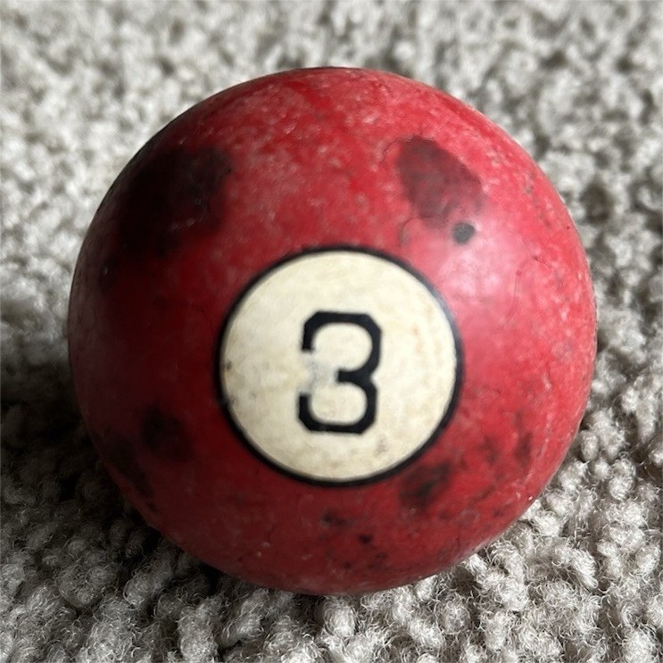 Red Number 3 Billiard Ball