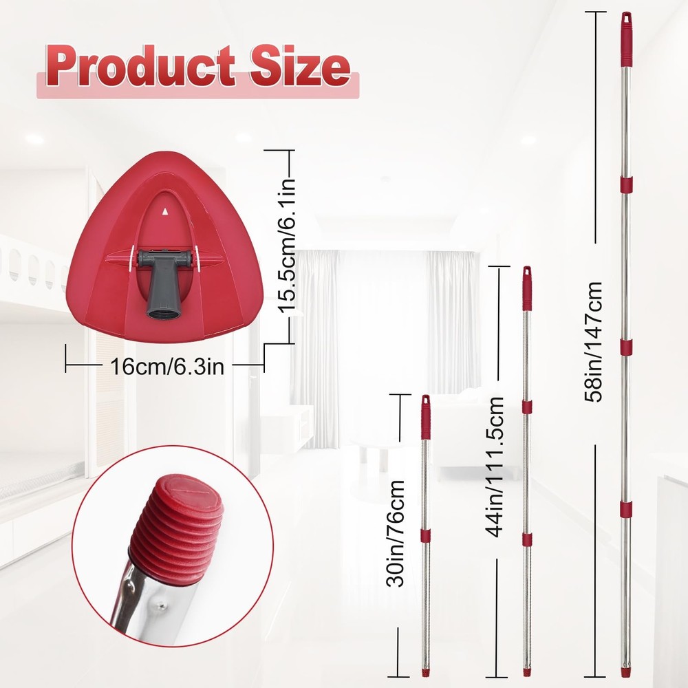 Spin Mop Handle Replacement For Ocedar, 30 58 Inch, Base, Red