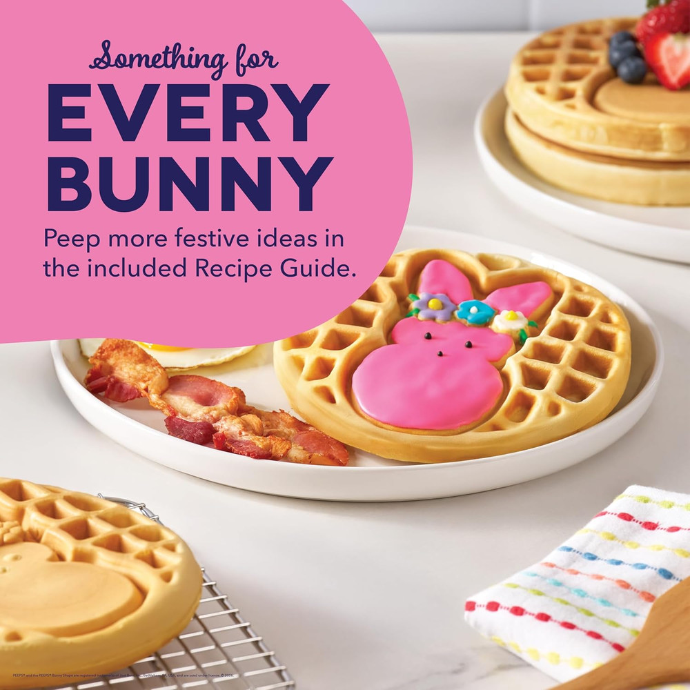 PEEPS® X Waffle Maker - Bunny Waffle Maker for Easter Breakfast - Easy Release,