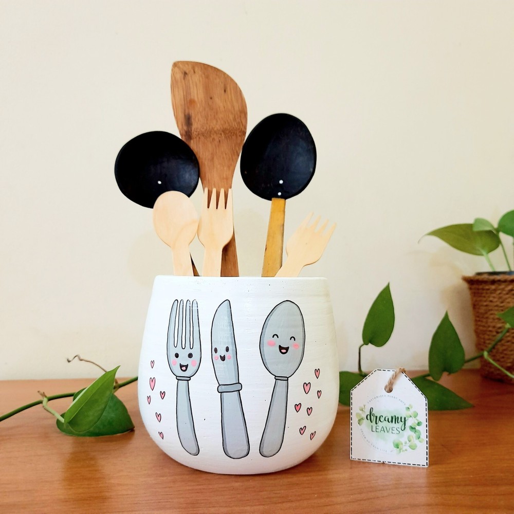 Custom Hand-Painted Utensil Holder – Personalized, Functional, Decorative Design