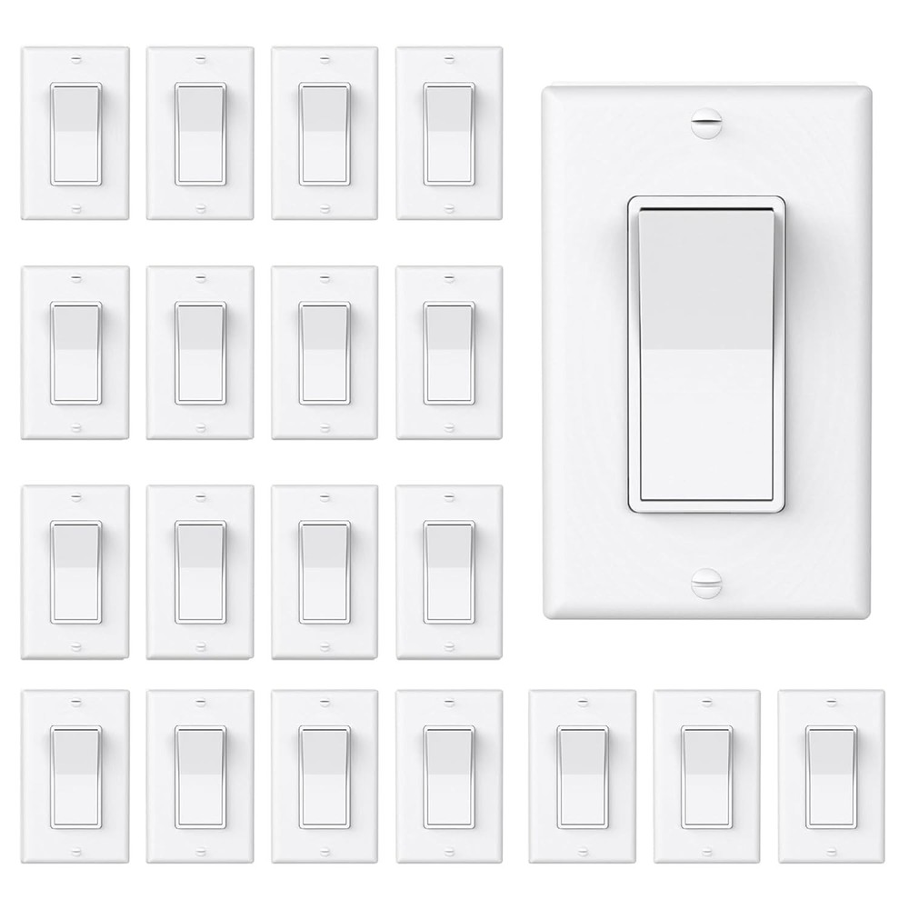 3 Way Decorator Light Switch with Wall Plates, 15A 120/277V Decora Three Way ...