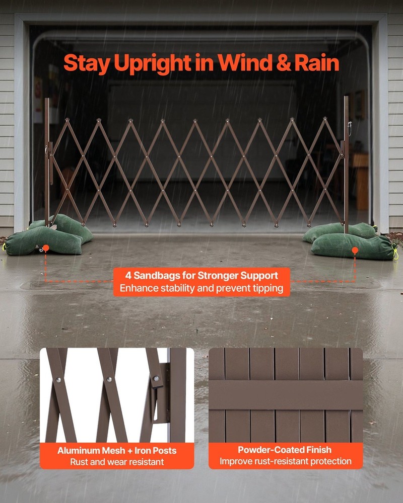 Mobile Folding Barricade: 10FT Extendable, Locking Casters, Patio/Garden Use