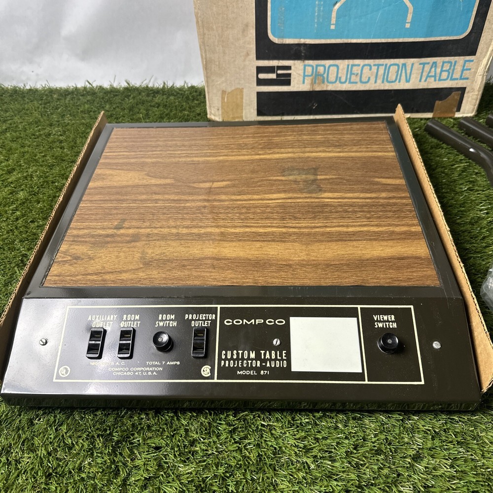 Vintage Compco Custom Projector Table Model No 871 35MM Tested Original Box USA