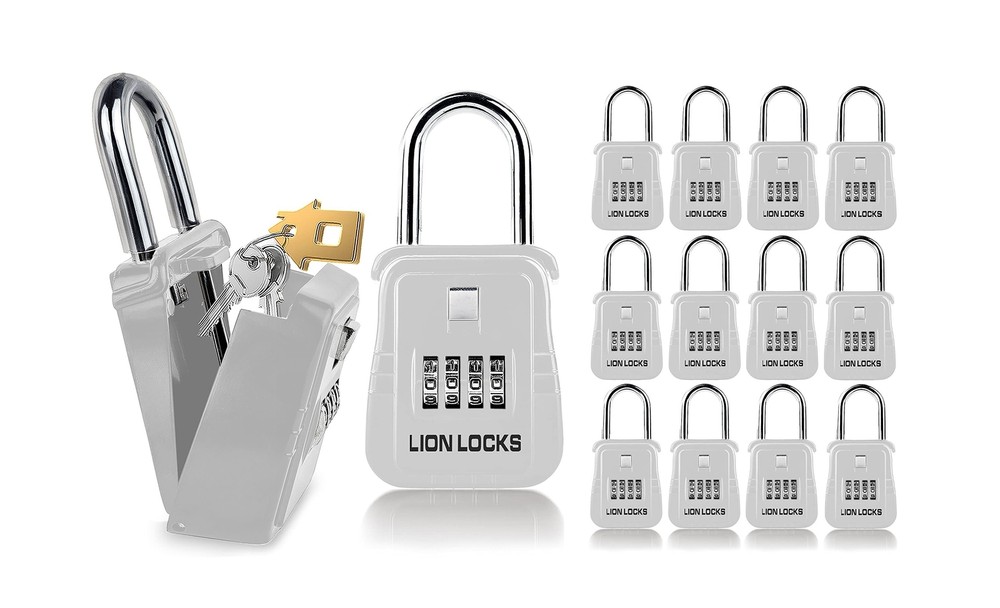 Lion Locks 1500 Key Storage Lockbox, 12 Pack Set-Your-Own Code Lock Portable ...