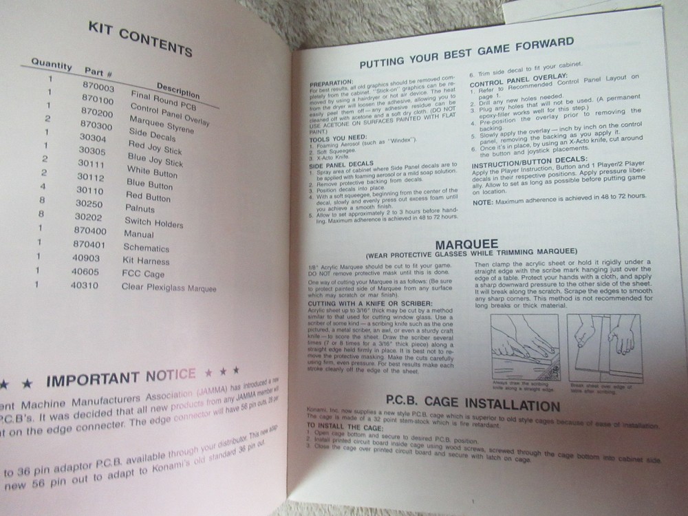 FINAL ROUND KONAMI video game MANUAL