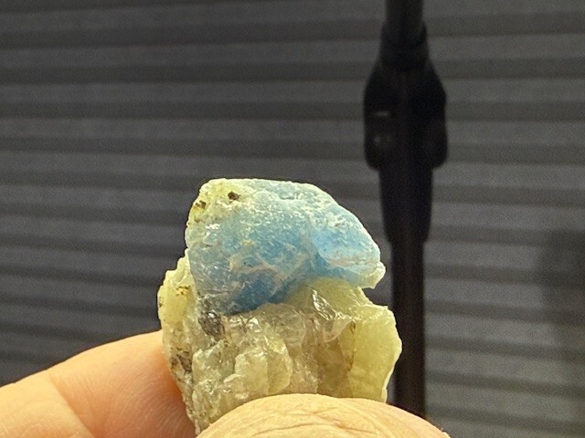 A++ FLUORESCENT AFGHANITE CRYSTAL ON CALCITE, AFGHANISTAN