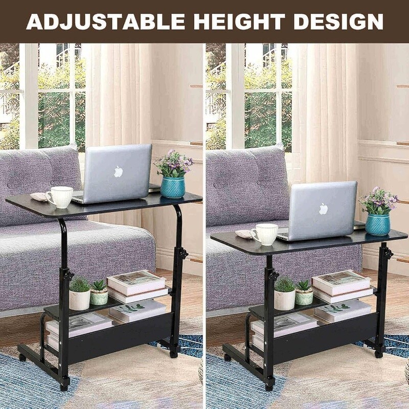Adjustable Mobile Computer Desk Rolling Table W/ Wheels Home Office Study New