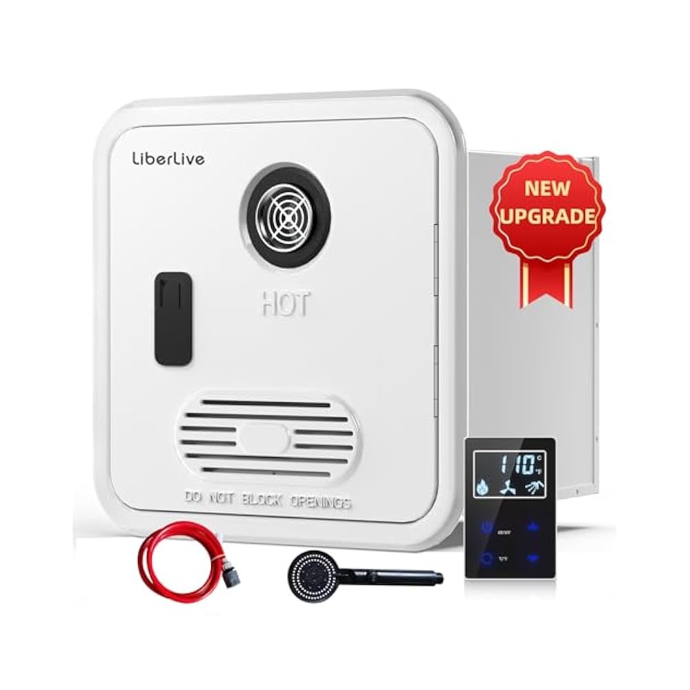 RV Tankless Heater, Fast Hot Water, 55000 BTU, 12V DC, Ideal for Showers