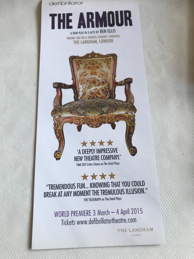 2015 THE ARMOUR by Ben Ellis- script/programme Langham Theatre