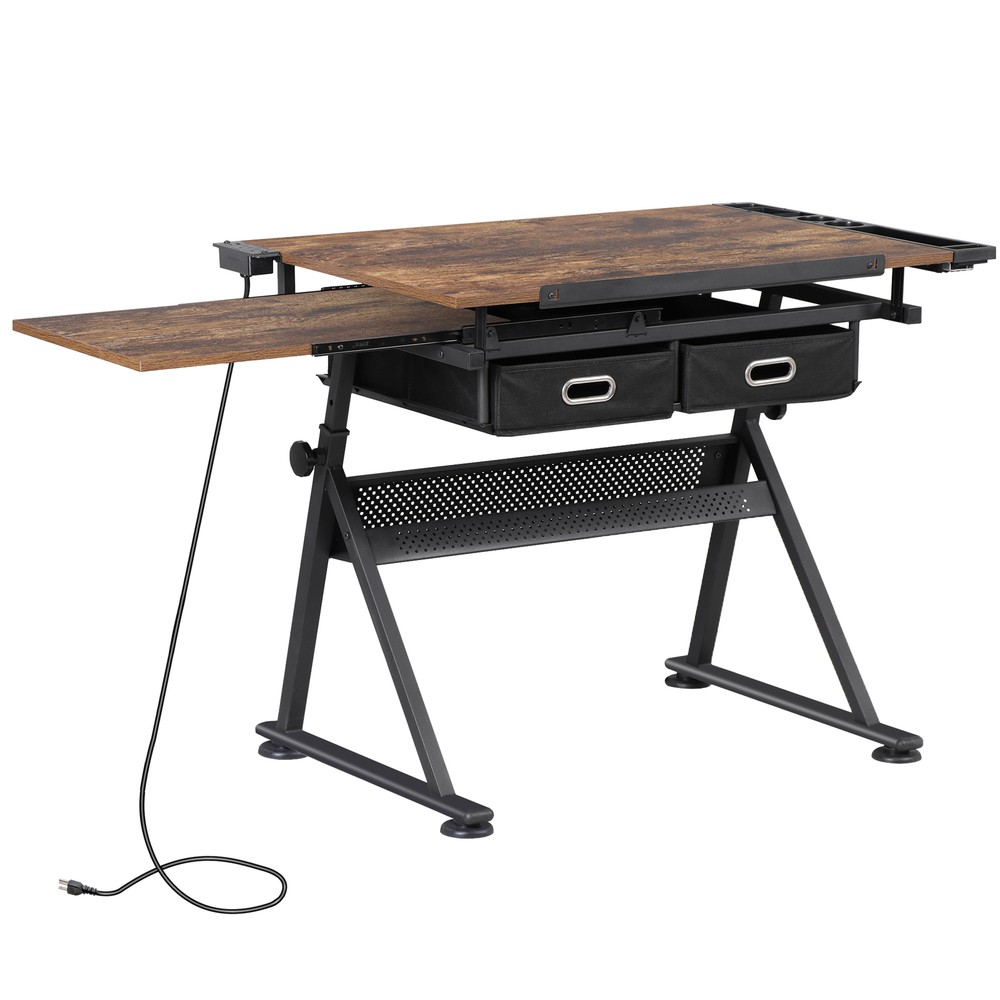 Stable Support Drafting Table Art Desk With Triangle Legs And Pencil Ledge