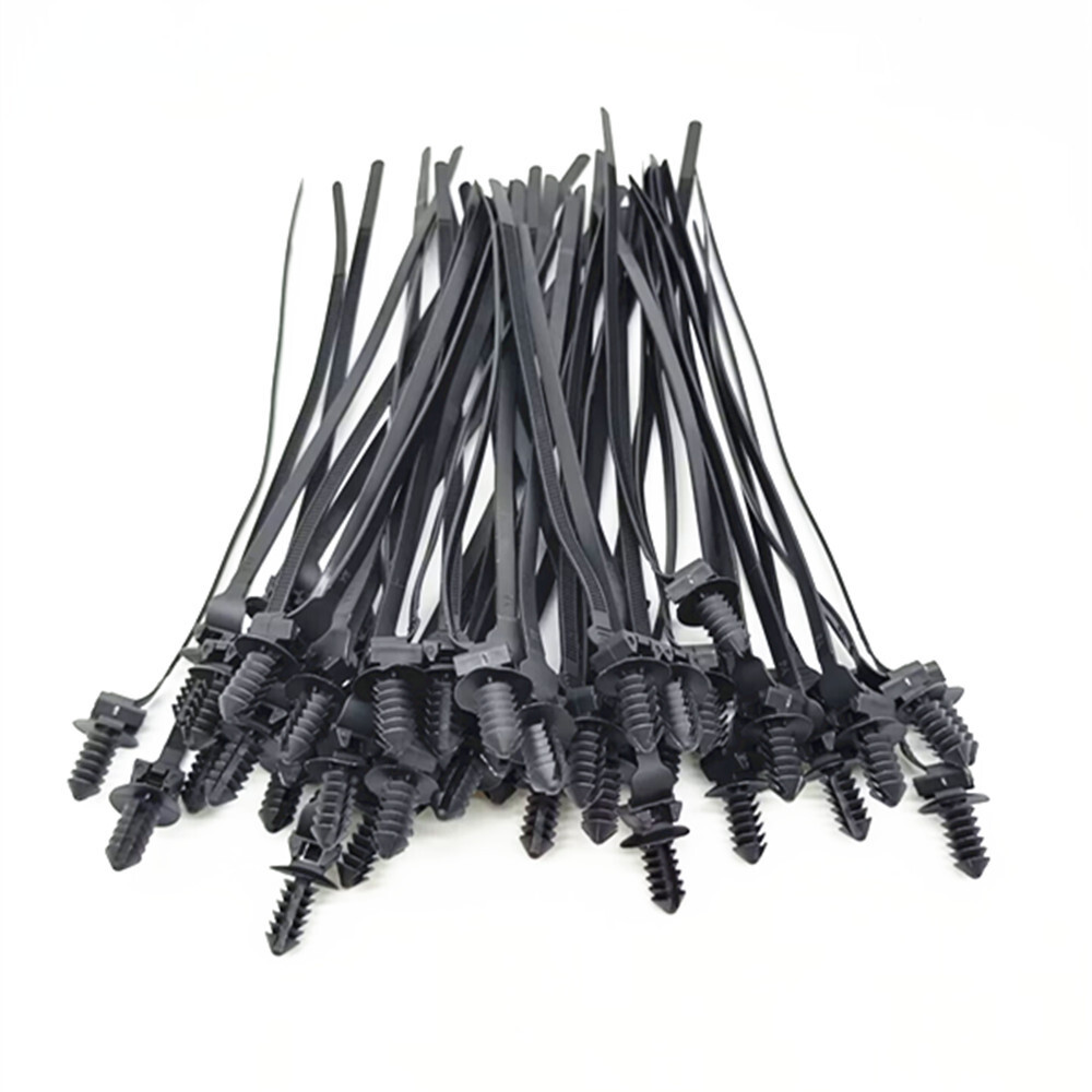 Nylon Push Clips Wire Tie Released Zip Straps Car Pipe Cable Fastener Bundle 50x