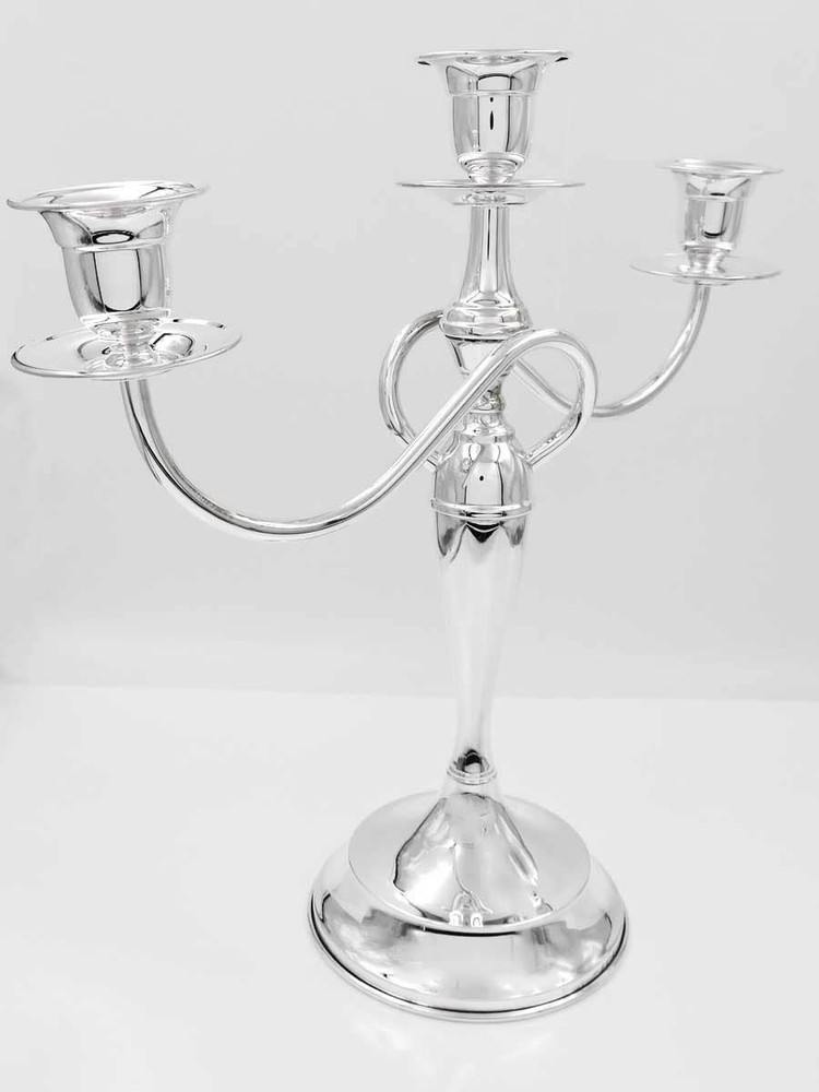 925 Sterling Silver Three Crossed Armed Candelabra