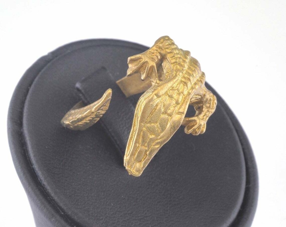 Crocodile Adjustable Ring raw Brass (17.5mm 7US inner size - Adjustable ) Oz2888