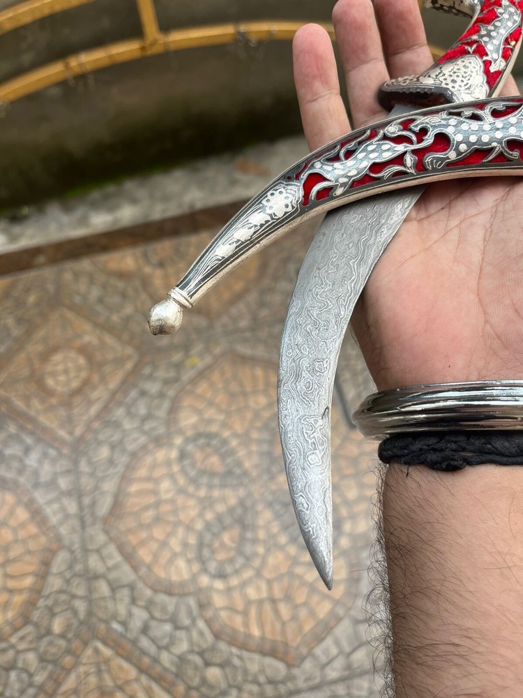 Chisel Dagger, Hand Mesh Cuttting Silver WireWork Dagger , Damascus steel
