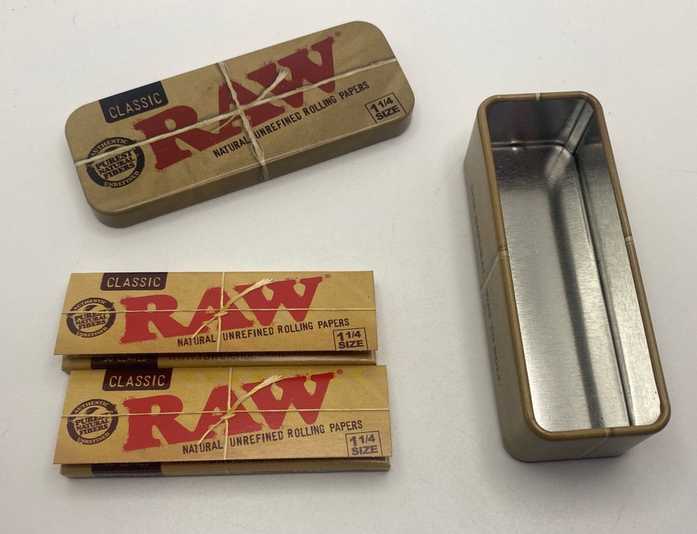 Authentic RAW Classic Cone Caddy Storage Container Rolling Papers w/ 2 RAW 1.25