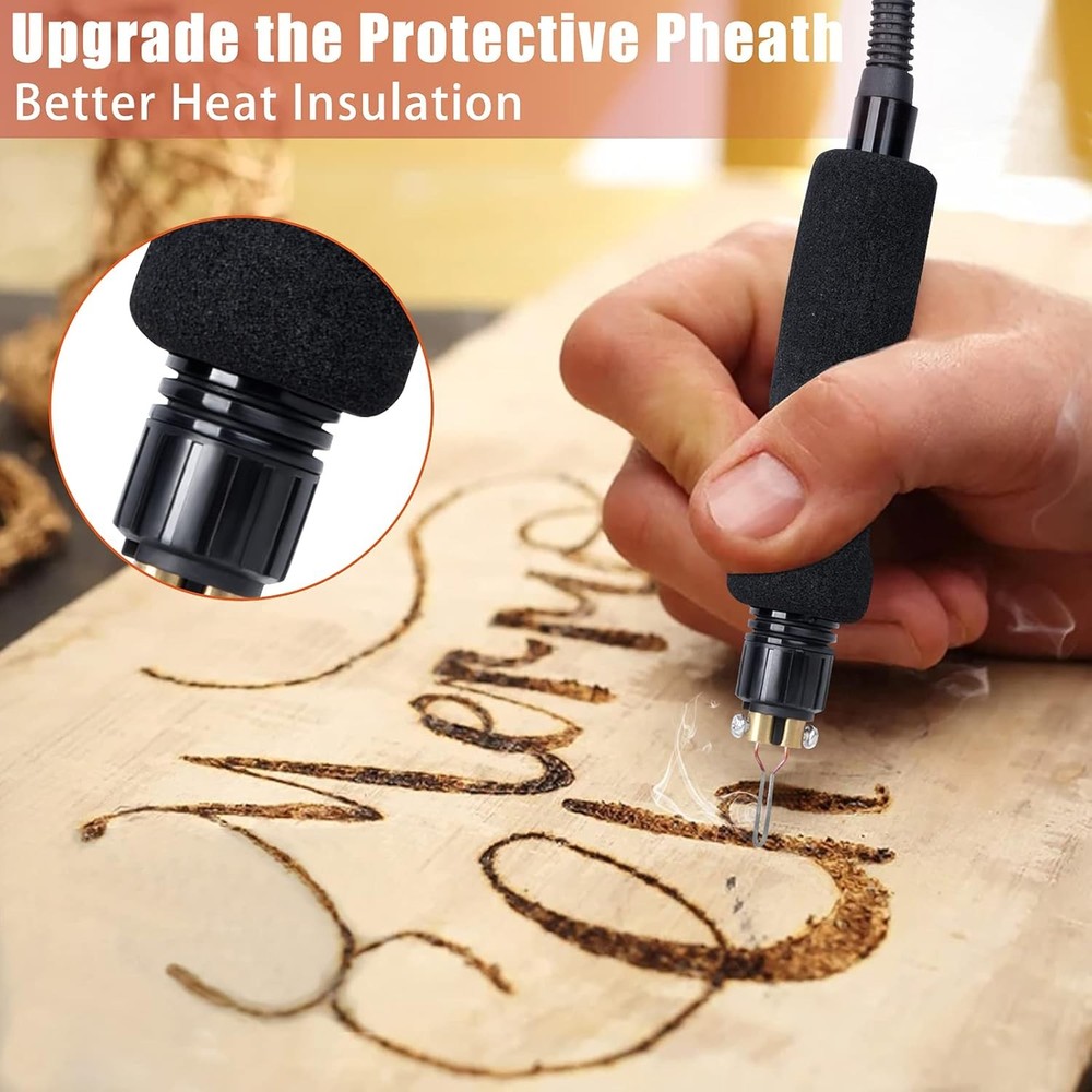 Dual Handle 40W Adjustable Temperature Wood Burning Tool & Pyrography Kit