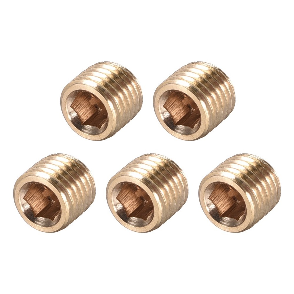 Brass Pipe Fitting - Hex Counter Sunk Plug 1/16NPT Male Socket Pipe Plugs 5pcs