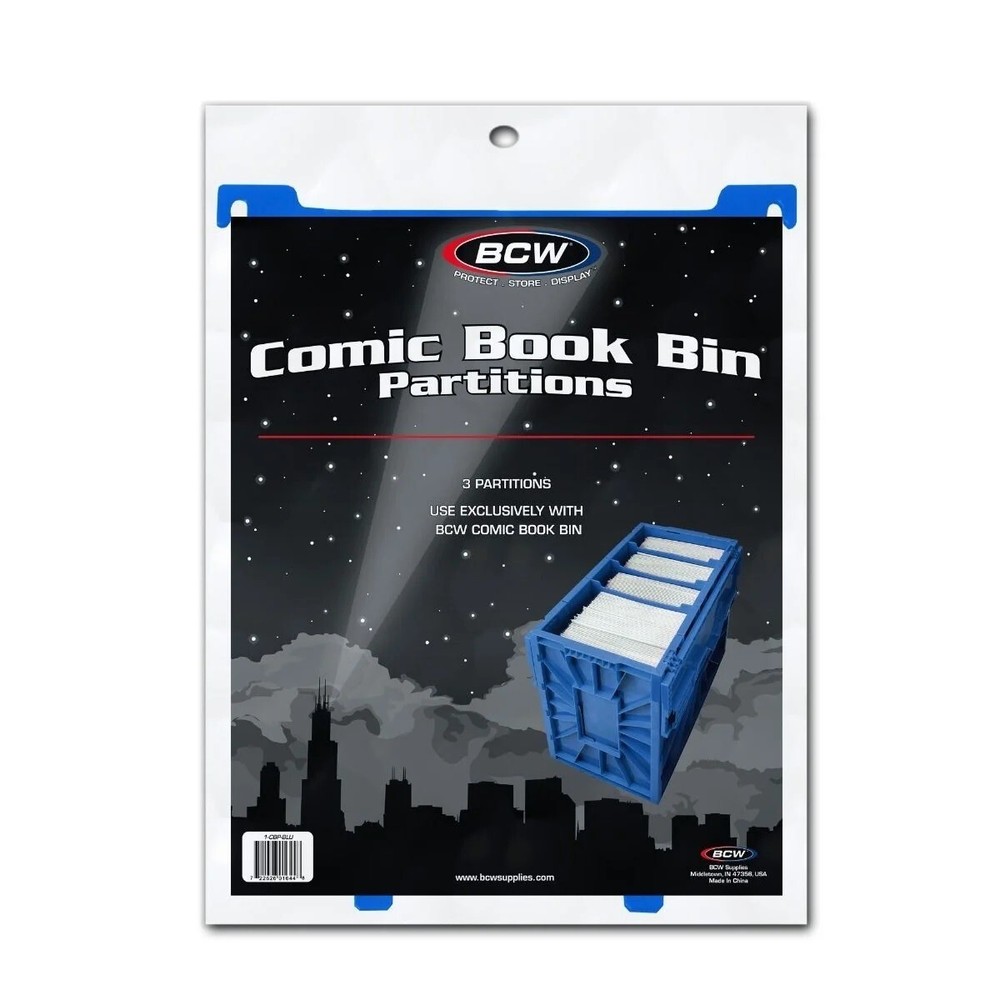 BCW MultiColor 4 Pack Short Comic Book Bin Partitions Combo Black Blue Green Red