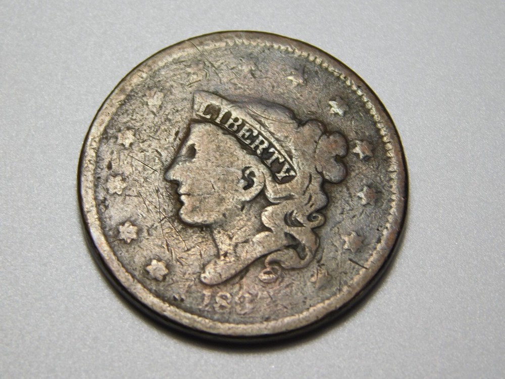 OLD US COINS 1837 CORONET HEAD LARGE CENT