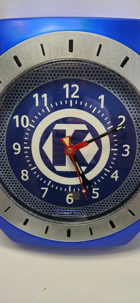 1990s Kobalt Tools Blue Wall Clock TESTED AND WORKING