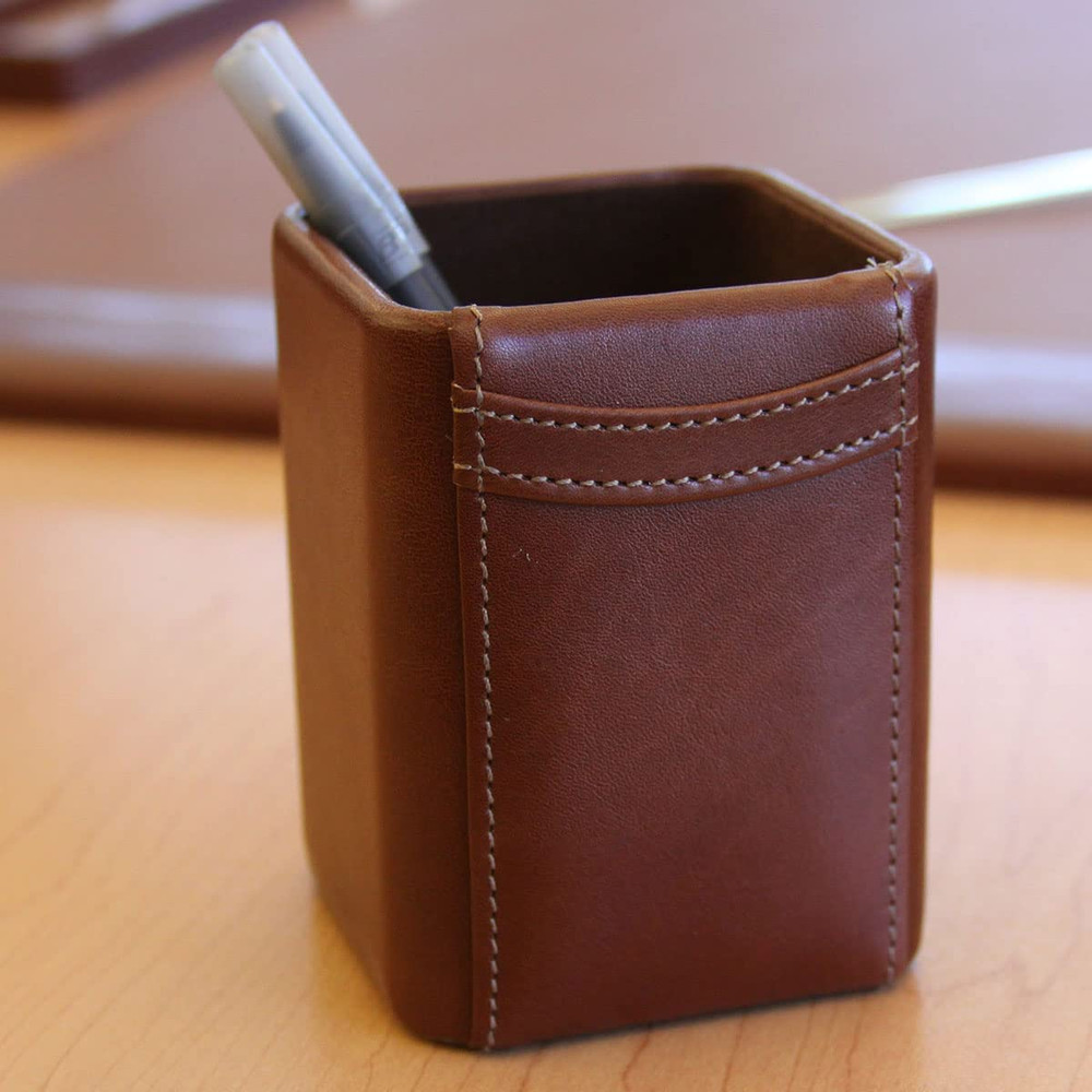 Mocha Leather Pencil Cup