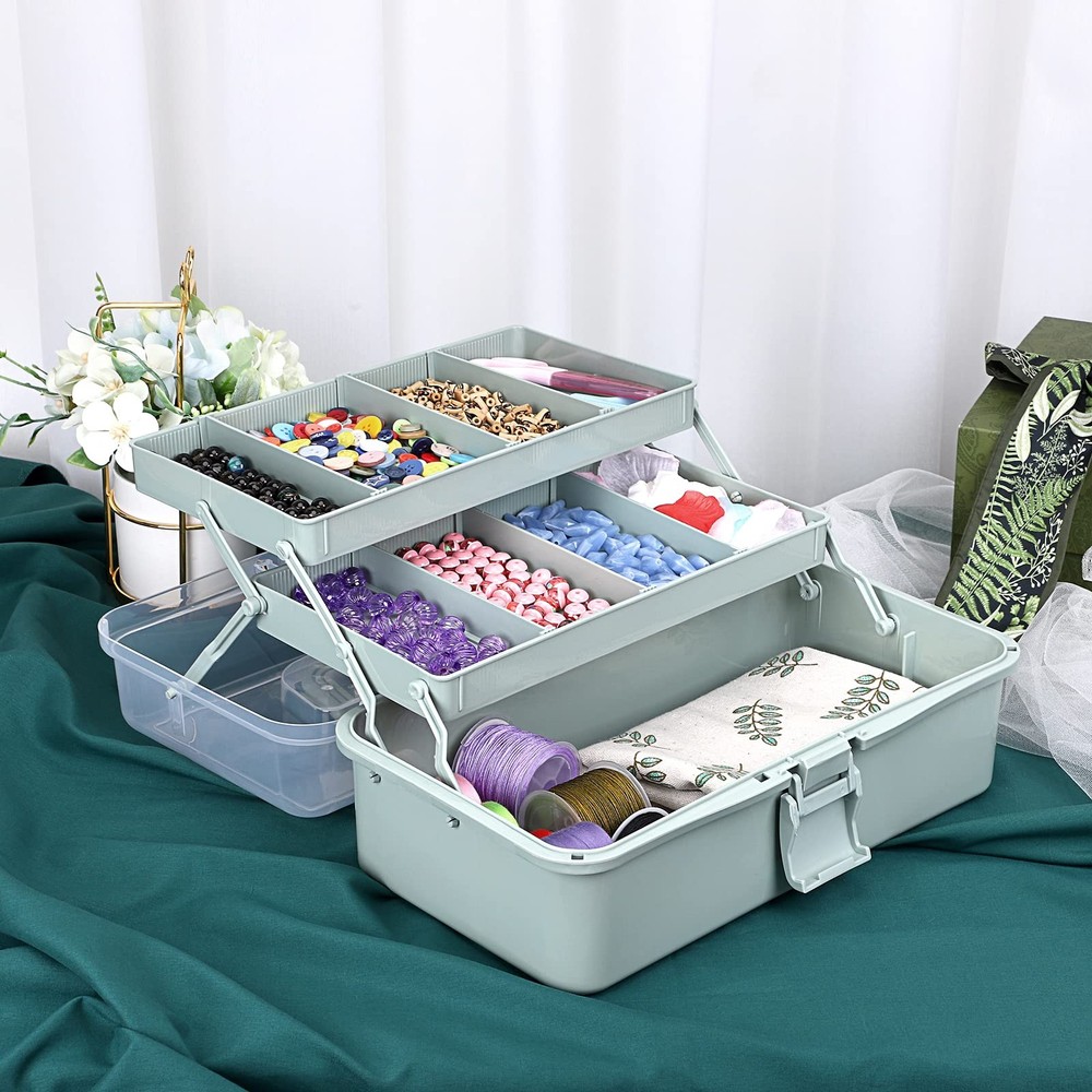 BTSKY 3-Layer Plastic Dividing Storage Box Craft Organizer and Storage with A...